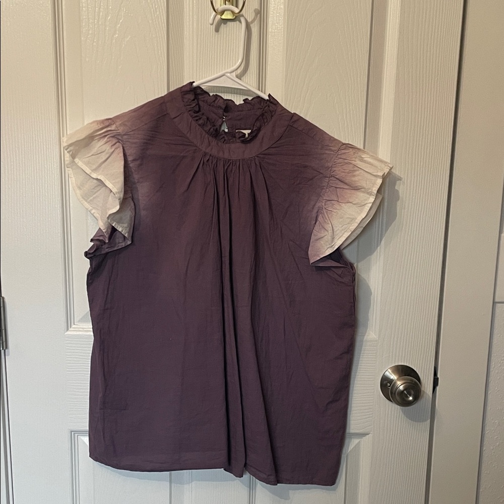 THML Purple Ruffle Trim Top